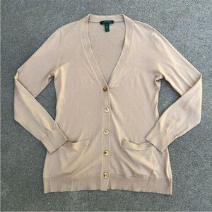 ⭐Lauren Ralph Lauren Tan Cardigan with Button Details